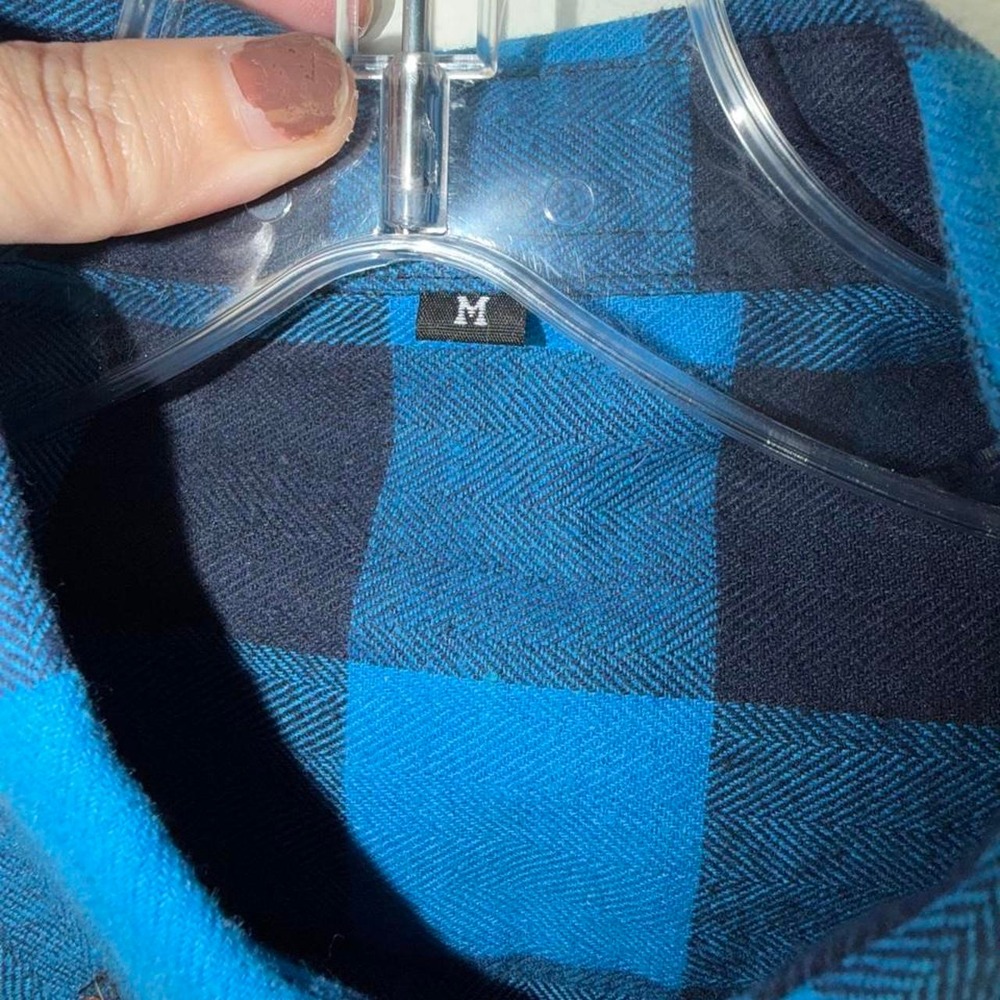 Unbranded Blue Black Plaid Flannel Shirt Womens Size M Buffalo Check Button Down - Picture 6 of 7